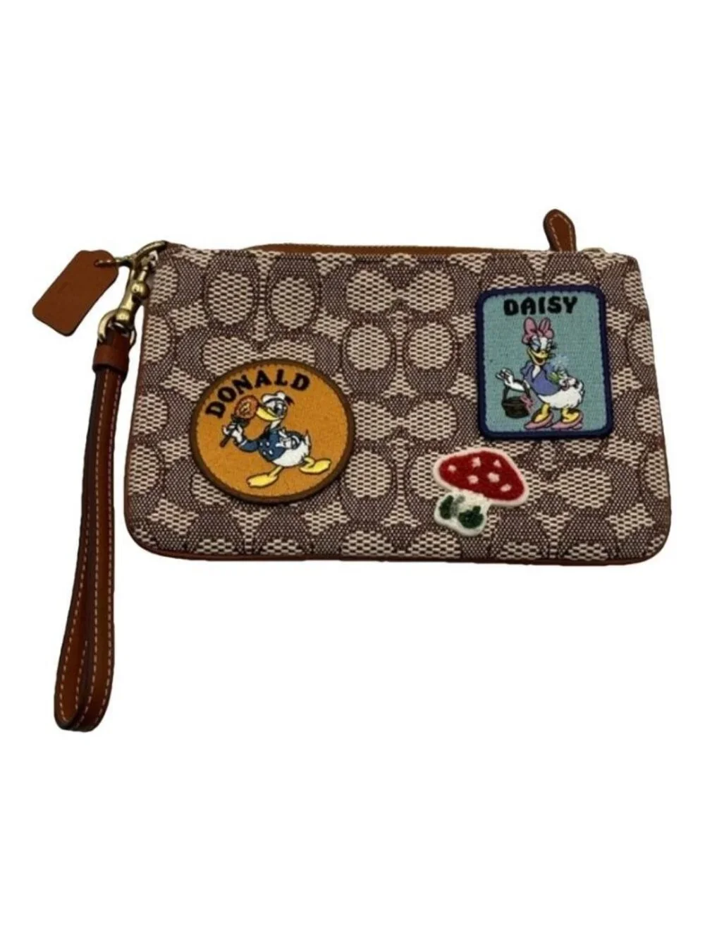 Donald Daisy Duck Patches Coach x Disney Wristlet Vintage Pouch Cosmetic